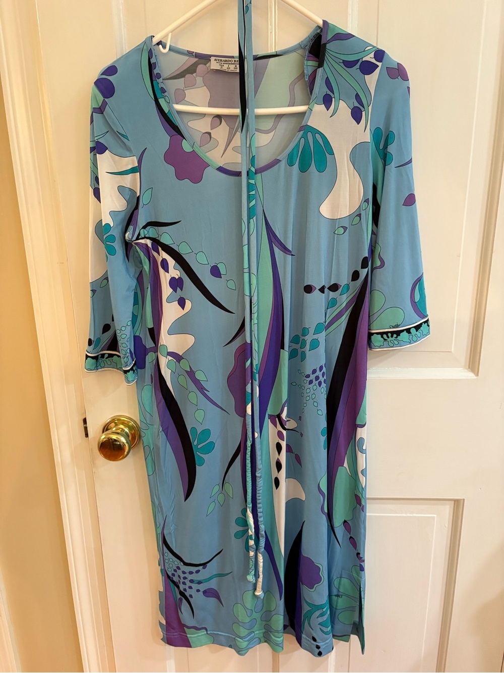 Relaxed round Midi Dress in Blue & Purple Floral